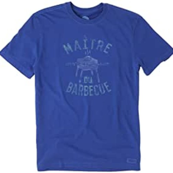 Life is Good Maitre de Barbecue Crusher Tee Blue - Picture 1 of 1